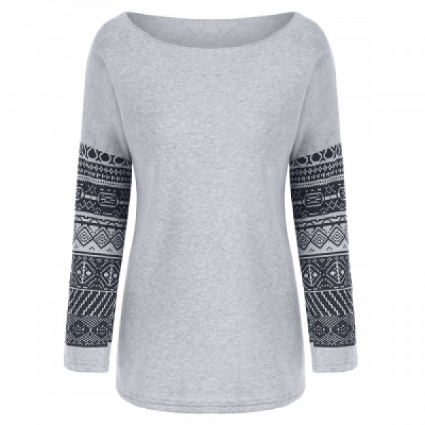 Geometric Print Spliced Thick Sweatshirt