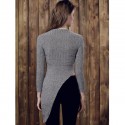 Stand Collar Long Sleeve Irregular Sweater For Women