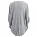 3/4 Sleeve Loose Collarless Solid Color Cardigan