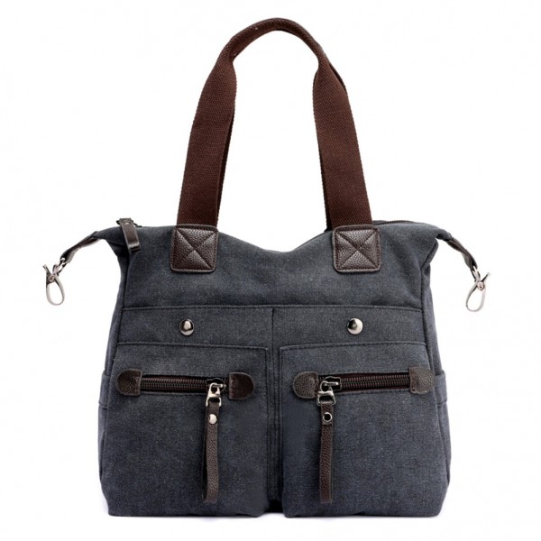 Fashion Women Canvas Handbag Casual Shoulder Bag Pockets Large Capacity Vintage Crossbody Tote Travel Bag